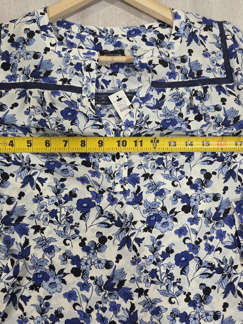 Talbots Blue and White Floral Button-Front Blouse - Picture 10 of 10